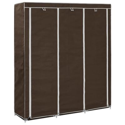 vidaXL Garderob med fack och stänger brun 150x45x175 cm tyg