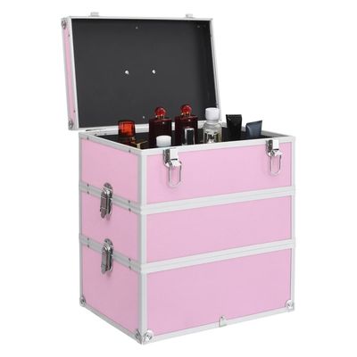 vidaXL Sminklåda 37x24x40 cm rosa aluminium