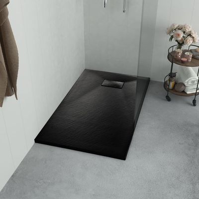 vidaXL Dusjbrett SMC svart 90x80 cm