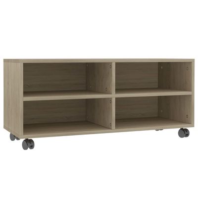 vidaXL TV-benk med hjul sonoma eik 90x35x35 cm sponplate