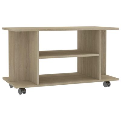 vidaXL Tv-bänk med hjul sonoma ek 80x40x45 cm konstruerat trä