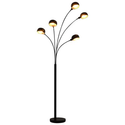 vidaXL Stående lampe 200 cm 5 x E14 svart og gull