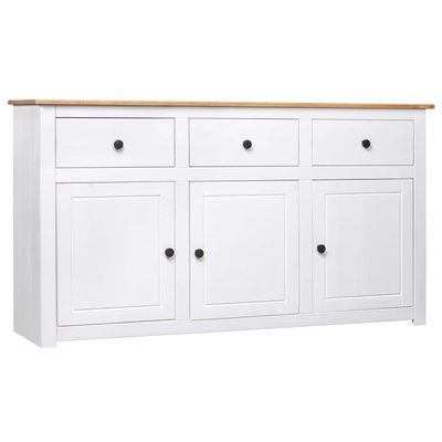 vidaXL Skjenk hvit 135x40x80 cm heltre furu Panama Range