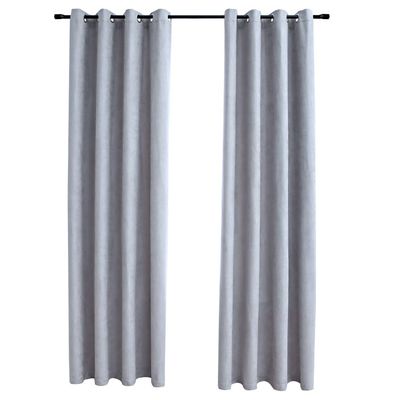 vidaXL Lystette gardiner med metallringer 2 stk grå 140x225 cm