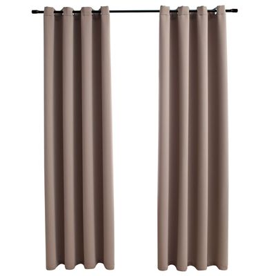 vidaXL Mörkläggningsgardiner med metallringar 2 st taupe 140x225 cm