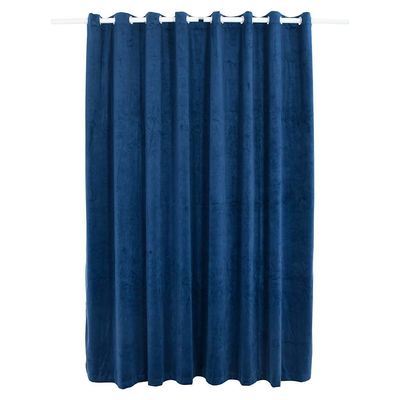vidaXL Lystett gardin med metallringer fløyel mørkeblå 290x245 cm