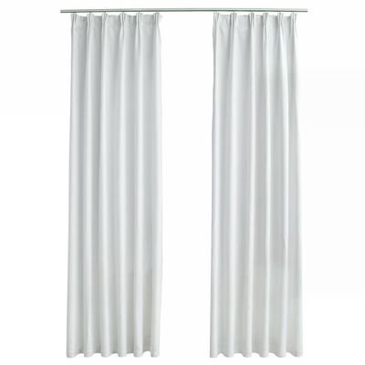 vidaXL Mörkläggningsgardiner med krokar 2 st gråvit 140x175 cm