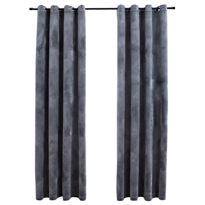 vidaXL Mörkläggningsgardiner med ringar 2 st antracit sammet 140x245 cm