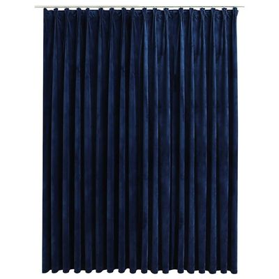 vidaXL Mörkläggningsgardin med krokar sammet mörkblå 290x245 cm