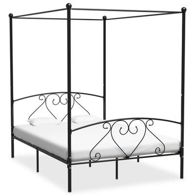 vidaXL sengestel til himmelseng 140 x 200 cm metal sort change1