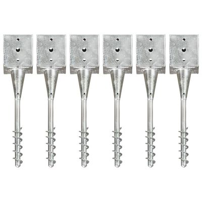 vidaXL Jordspett 6 st silver 12x12x56 cm galvaniserat stål