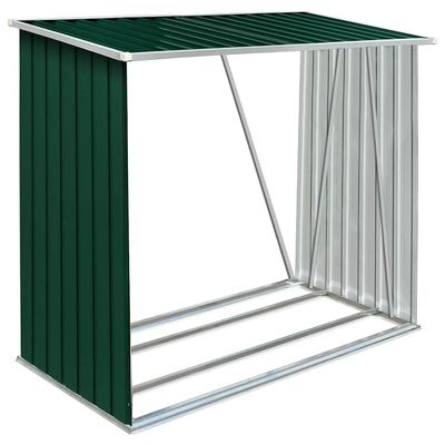 vidaXL Vedskjul galvanisert stål 163x83x154 cm grønn