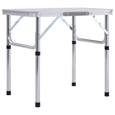 vidaXL Hopfällbart campingbord vit aluminium 60x45 cm
