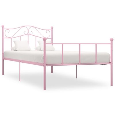 vidaXL Seng/Sengeramme rosa metall 90x200 cm change1