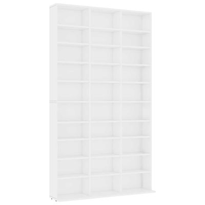 vidaXL CD-hylle hvit 102x23x177,5 cm konstruert tre