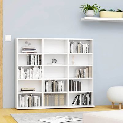 vidaXL CD-hylle hvit 100x23x89,5 cm konstruert tre