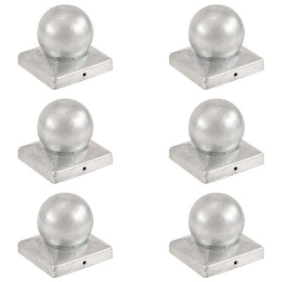 vidaXL Stolphattar klot 6 st galvaniserad metall 101x101 mm