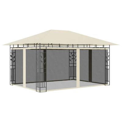 vidaXL Paviljong med myggnett 4x3x2,73 m kremhvit 180 g/m²