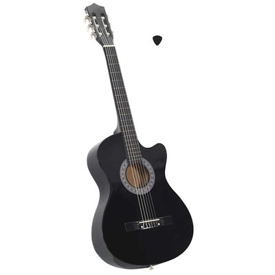 vidaXL Western klassisk cutaway gitar med 6 strenger svart 38"