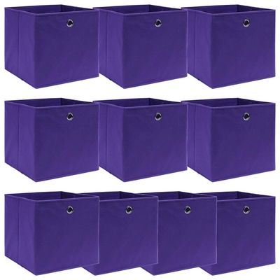 vidaXL Oppbevaringsbokser 10 stk lilla 32x32x32 cm stoff