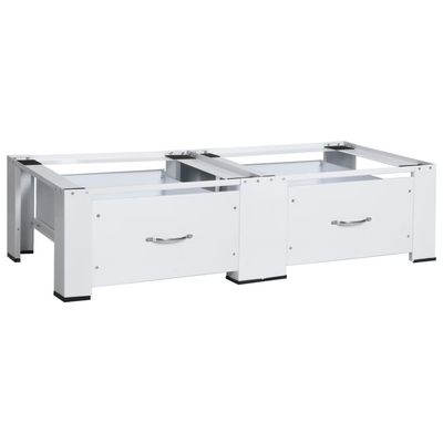 vidaXL Dobbel sokkel til vaskemaskin og tørketrommel med skuffer hvit