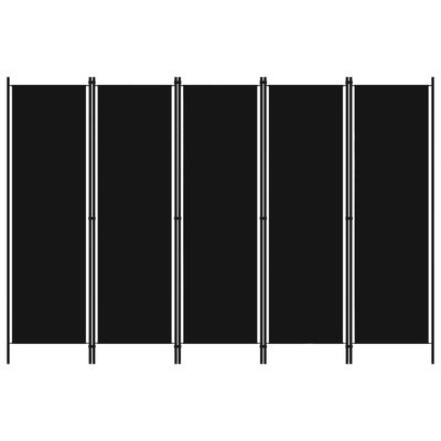 vidaXL Rumsavdelare 5 paneler svart 250x180 cm