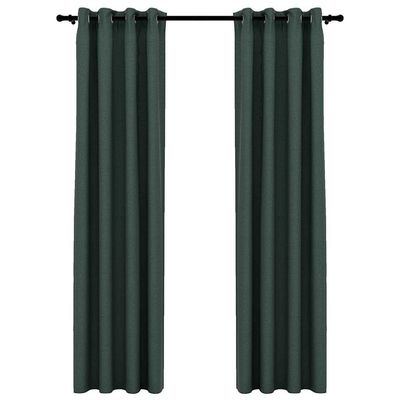 vidaXL Lystette gardiner maljer og lin-design 2 stk grønn 140x225 cm