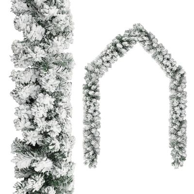 vidaXL juleguirlande med puddersne 5 m PVC grøn