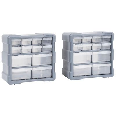 vidaXL Sortimentskåp med 12 lådor 2 st 26,5x16x26 cm