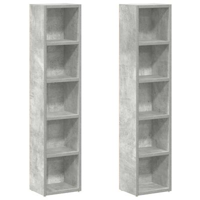 vidaXL CD-hyllor 2 st betonggrå 21x16x93,5 cm spånskiva