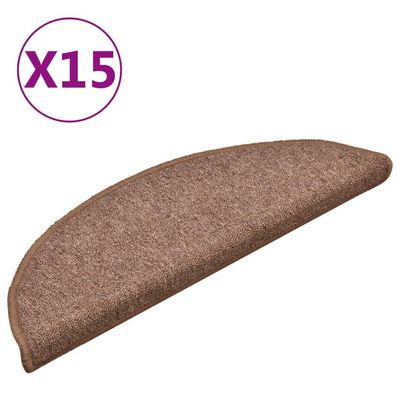 vidaXL Trappstegsmattor 15 st brun 56x17x3 cm