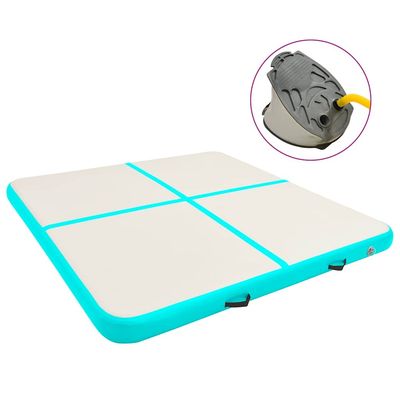 vidaXL Oppblåsbar gymnastikkmatte med pumpe 200x200x15 cm PVC grønn