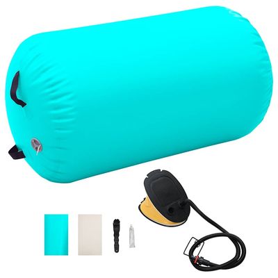 vidaXL Oppblåsbar gymnastikkrull med pumpe 100x60 cm PVC grønn