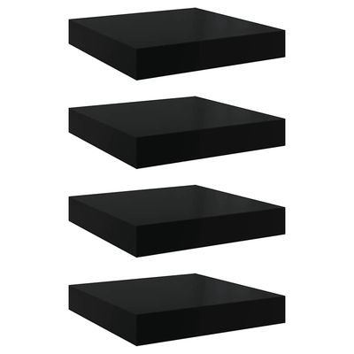 vidaXL Svävande vägghyllor 4 st svart högglans 23x23,5x3,8 cm MDF