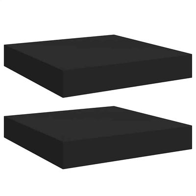 vidaXL Flytende vegghyller 2 stk svart 23x23,5x3,8 cm MDF