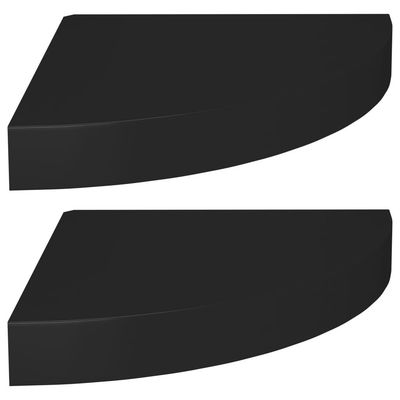 vidaXL Svävande hörnhyllor 2 st svart 25x25x3,8 cm MDF