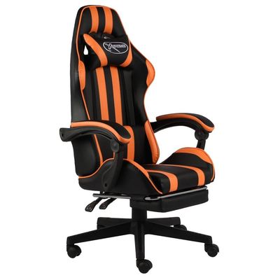 vidaXL Gamingstol med fotstöd svart och orange konstläder