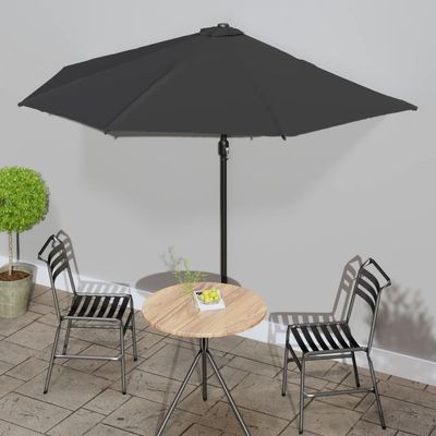 vidaXL Balkongparasoll med aluminiumsstang svart 300x155x223 cm halv