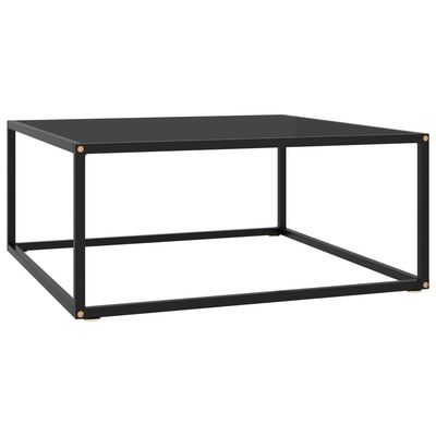 vidaXL Soffbord svart med svart glas 80x80x35 cm