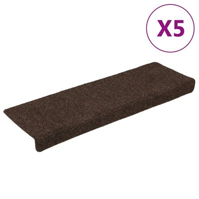 vidaXL Trappematter selvklebende 15 stk 65x21x4 cm brun rektangulær kant