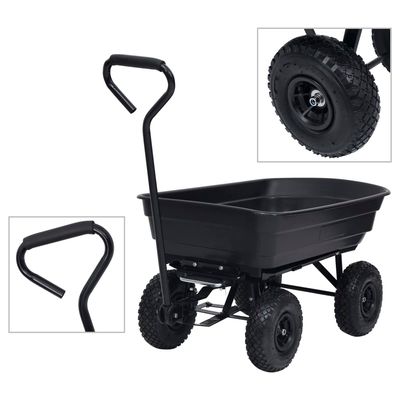 vidaXL Trädgårdsvagn tippbar 300 kg 75L svart