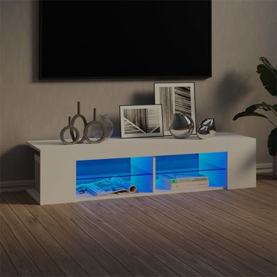 vidaXL TV-benk med LED-lys hvit 135x39x30 cm