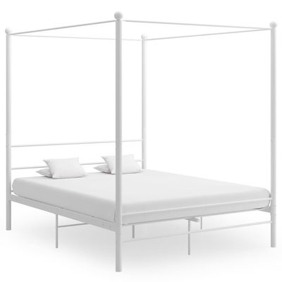 vidaXL Himmelsengeramme hvit metall 160x200 cm