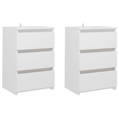 vidaXL Nattbord 2 stk hvit 40x35x62,5 cm sponplate