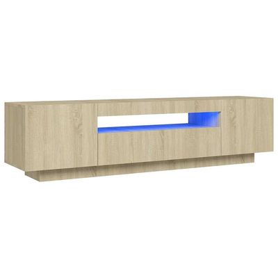 vidaXL TV-benk med LED-lys sonoma eik 160x35x40 cm