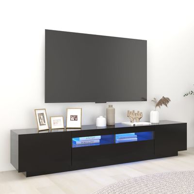 vidaXL tv-skab med LED-lys 200x35x40 cm sort