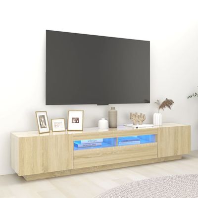 vidaXL TV-benk med LED-lys sonoma eik 200x35x40 cm