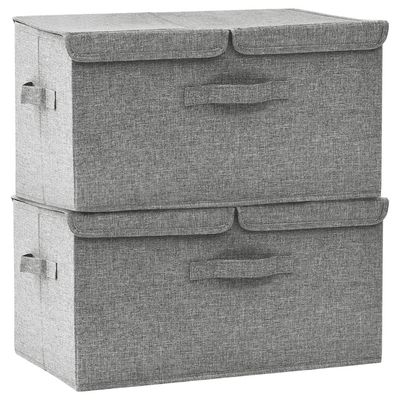 vidaXL Förvaringslåda 2 st tyg 50x30x25 cm grå