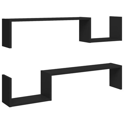 vidaXL Vägghyllor 2 st svart 100x15x20 cm konstruerat trä