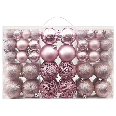 vidaXL Julekulesett 100 deler rosa